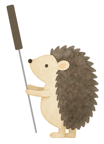 鍼を持つ、横向きのハリネズミ